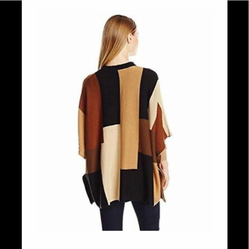 Rafaella Color Block Intarsia Poncho - Picture 2 of 9